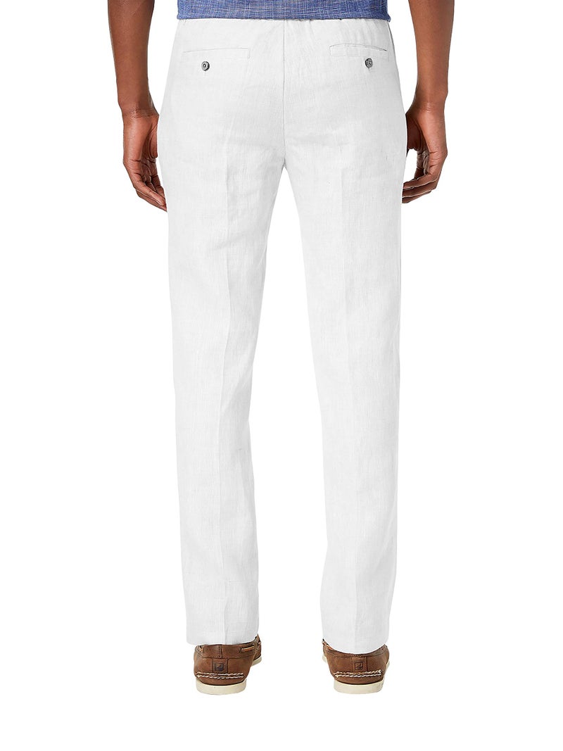 Hat and Beyond Mens Premium Soft Linen Pants Wrinkle Resistant Flat Front Classic Slacks (X-Large, 1bh04_White) - Image 2